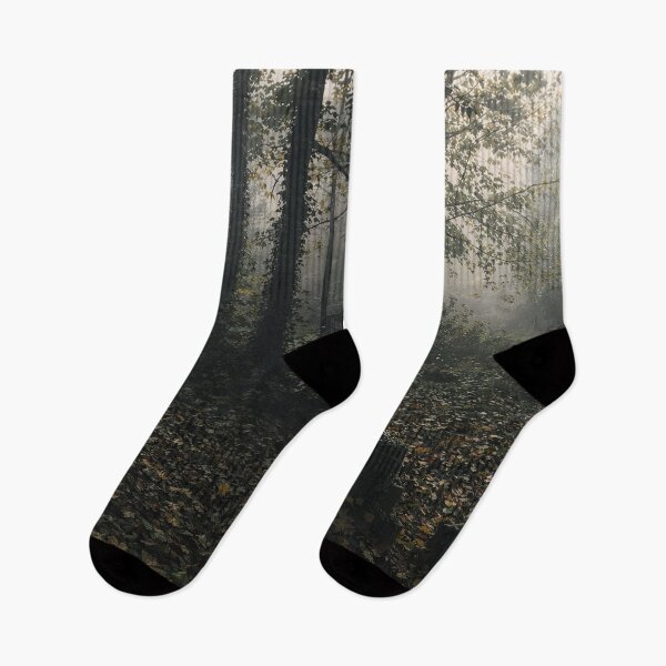 Item preview, Overgrown Woodland Graveyard Dark Forest Autumn Mist designed and sold by chihuahuashower.