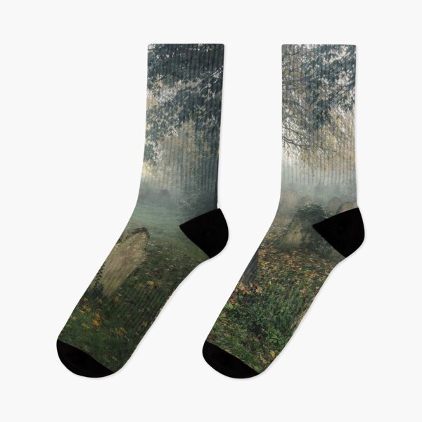 Item preview, Misty St Laurence Graveyard Ramsgate Autumn Morning Fog designed and sold by chihuahuashower.