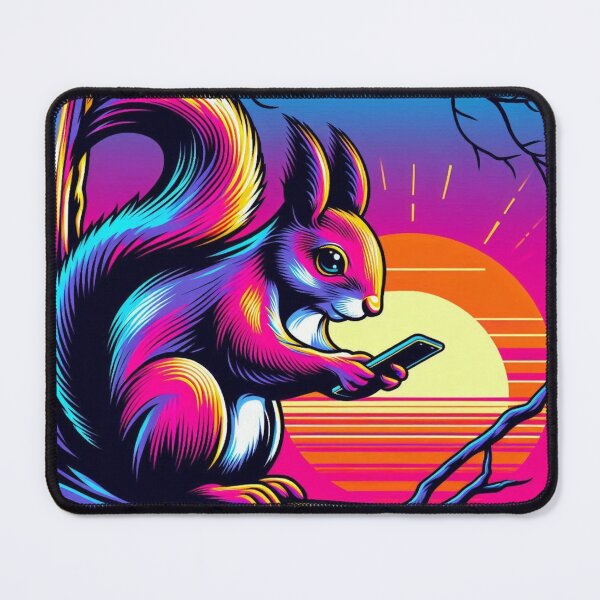 Item preview, Neon Squirrel – Digital Sunset Vibes designed and sold by Dogandesighn.