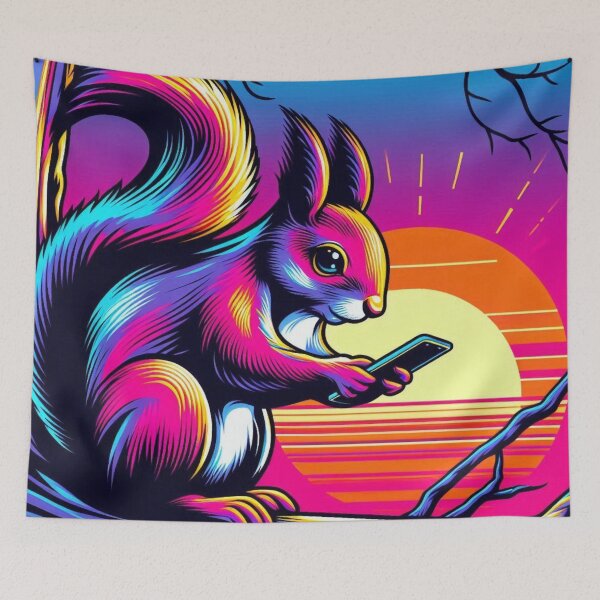 Item preview, Neon Squirrel – Digital Sunset Vibes designed and sold by Dogandesighn.