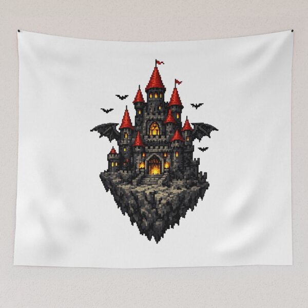 Item preview, Floating Dark Castle – Pixelated Fortress designed and sold by NextNoob485.