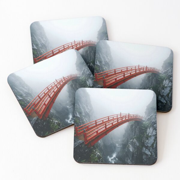 Item preview, Mystical Red Bridge Over Foggy Mountain Gorge designed and sold by Vista Atelier.