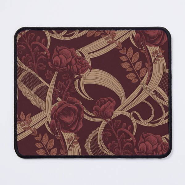 Item preview, Elegant Gothic Lace Roses Ribbons Seamless Pattern Burgundy Gold designed and sold by Midnight Veil Designs.