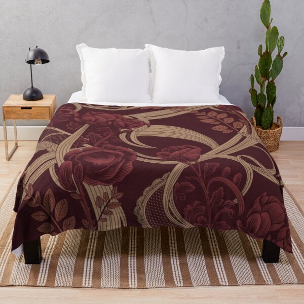 Item preview, Elegant Gothic Lace Roses Ribbons Seamless Pattern Burgundy Gold designed and sold by Midnight Veil Designs.