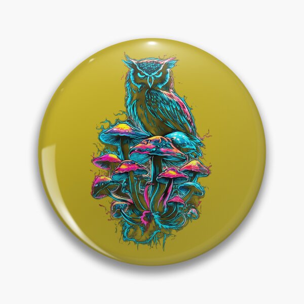 Item preview, Mushrooms Owl Wild Dark Fantasy Neon colors designed and sold by madevdine.
