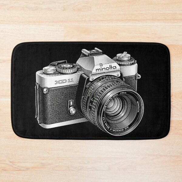Item preview, Minolta XD11 – Vintage 35mm SLR Camera Illustration (Black & White) designed and sold by Stinky Lincy's Apparel Company.
