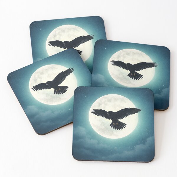 Item preview, Kestrel Flying Across Full Moon – Night Sky Bird of Prey Silhouette designed and sold by chihuahuashower.