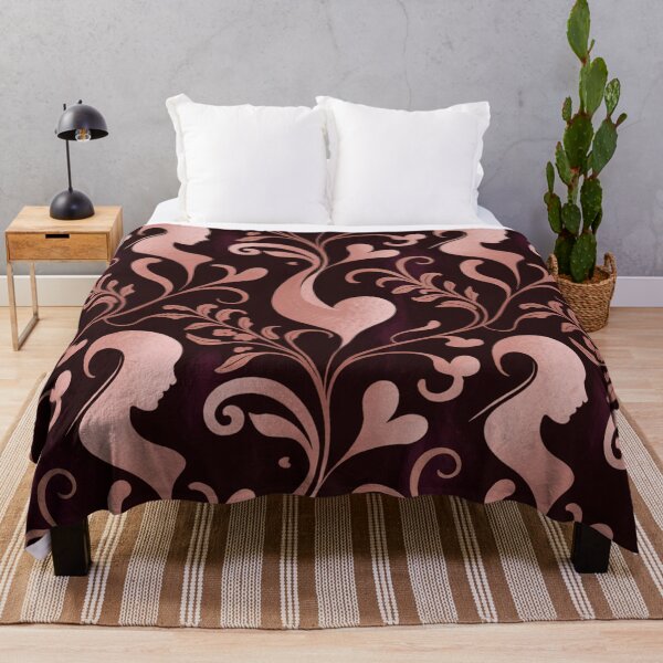 Item preview, Romantic Silhouette Ladies Floral Swirls Seamless Pattern Rose Gold Burgundy designed and sold by Midnight Veil Designs.
