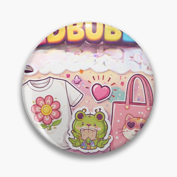 Aperçu de l'œuvre Collage d'autocollants kawaii mignons avec arc-en-ciel et grenouille créée et vendue par Buf79.
