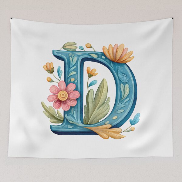 Aperçu de l'œuvre Lettre D florale - Illustration florale de l'alphabet créée et vendue par DesignArtist.ia.