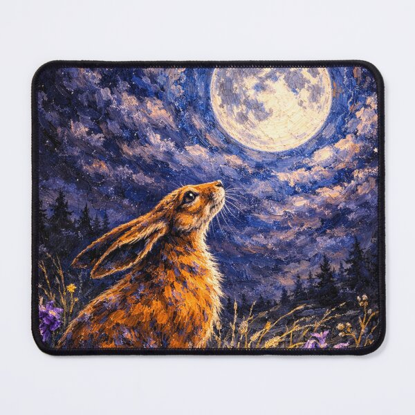 Item preview, Moonlit Hare – Magical Hare Under Full Moon Night Sky Painting designed and sold by chihuahuashower.