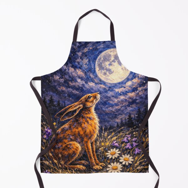 Item preview, Moonlit Hare – Magical Hare Under Full Moon Night Sky Painting designed and sold by chihuahuashower.