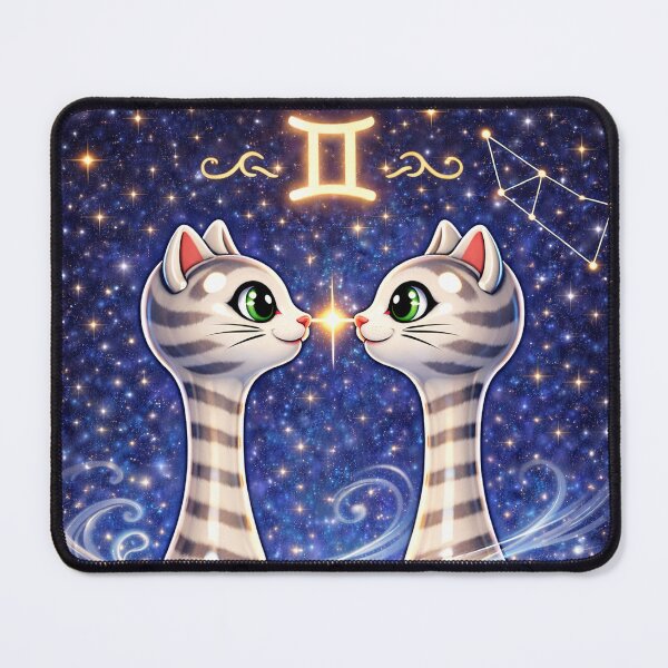 Item preview, Gemini Zodiac Long necked Cats – Celestial Astrology Gemini Twins Cat Illustration designed and sold by chihuahuashower.