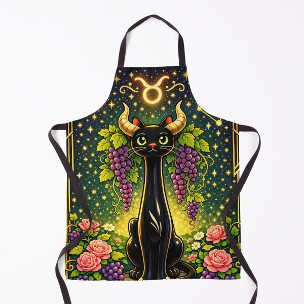 Item preview, Taurus Zodiac Black Cat Long necked cat long neck cat with Horns – Celestial Astrology Cat, Taurus Season Art Nouveau Style designed and sold by chihuahuashower.