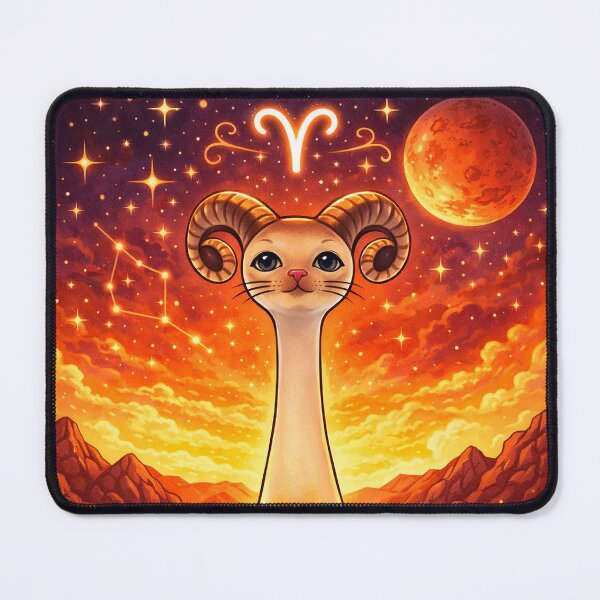 Item preview, Aries Zodiac Long Neck Cat | Mid Century Modern Aries Cat | Retro Astrology Fire Sign Illustration designed and sold by chihuahuashower.
