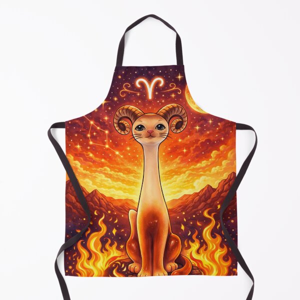 Item preview, Aries Zodiac Long Neck Cat | Mid Century Modern Aries Cat | Retro Astrology Fire Sign Illustration designed and sold by chihuahuashower.