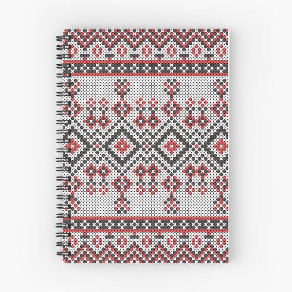 Item preview, Native Indian and East Asian ethnic style cross-stitch knitted pattern in red and black stripes. designed and sold by Nengsang.