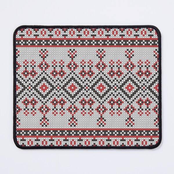 Item preview, Native Indian and East Asian ethnic style cross-stitch knitted pattern in red and black stripes. designed and sold by Nengsang.