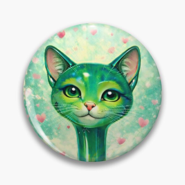 Item preview, Heart Chakra Long Necked Cat – Mid Century Modern Long Neck Cat Waves Spiritual Art designed and sold by chihuahuashower.