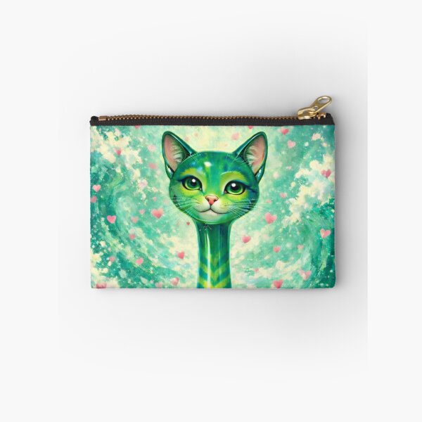 Item preview, Heart Chakra Long Necked Cat – Mid Century Modern Long Neck Cat Waves Spiritual Art designed and sold by chihuahuashower.
