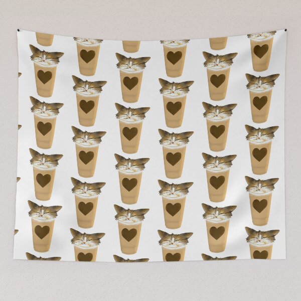 Item preview, Cute Cat Latte Foam Art - Coffee Lover Kitty Illustration designed and sold by TheArtOfTreble.