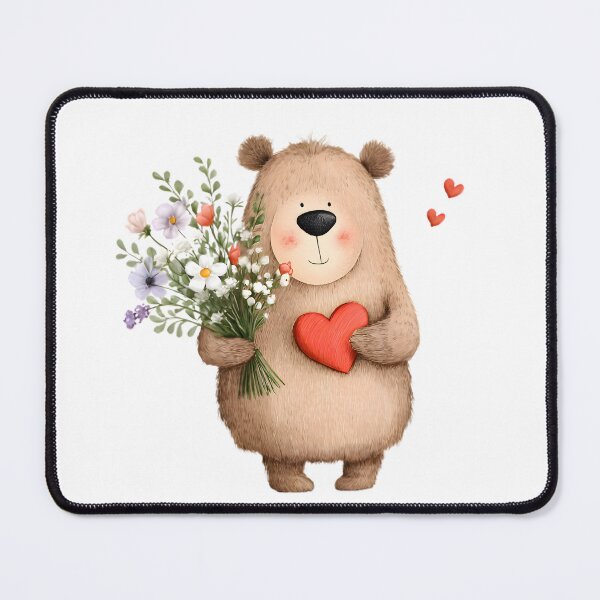 Item preview, Cute Bear with Flowers designed and sold by Retro Whimsy.