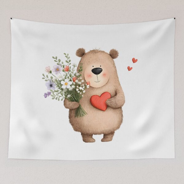 Item preview, Cute Bear with Flowers designed and sold by Retro Whimsy.