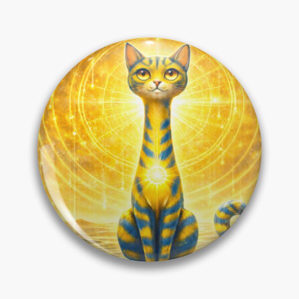 Item preview, Solar Plexus Chakra Long Necked Cat – Mid Century Modern Long Neck Cat Water Element Spiritual Art designed and sold by chihuahuashower.