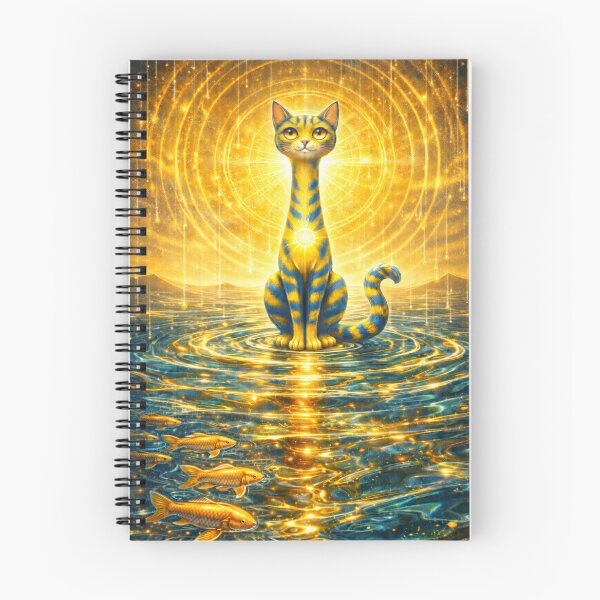 Item preview, Solar Plexus Chakra Long Necked Cat – Mid Century Modern Long Neck Cat Water Element Spiritual Art designed and sold by chihuahuashower.