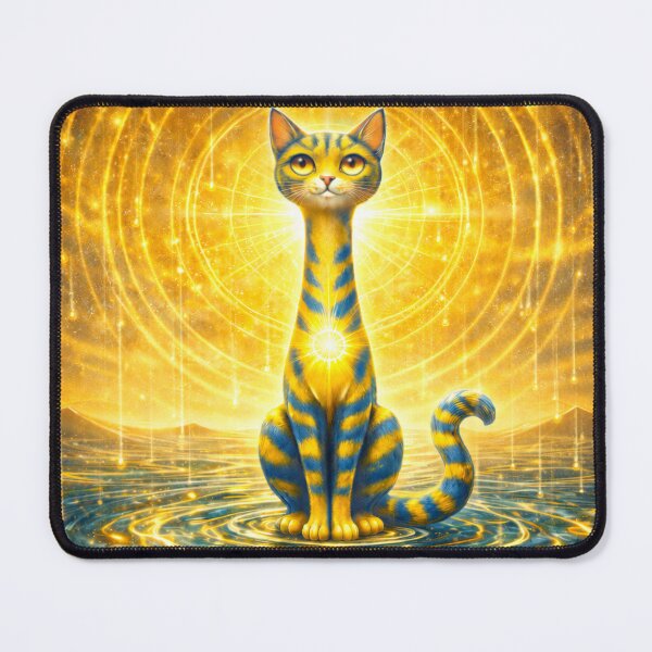 Item preview, Solar Plexus Chakra Long Necked Cat – Mid Century Modern Long Neck Cat Water Element Spiritual Art designed and sold by chihuahuashower.