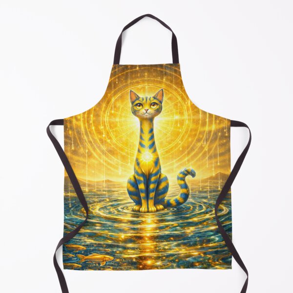 Item preview, Solar Plexus Chakra Long Necked Cat – Mid Century Modern Long Neck Cat Water Element Spiritual Art designed and sold by chihuahuashower.