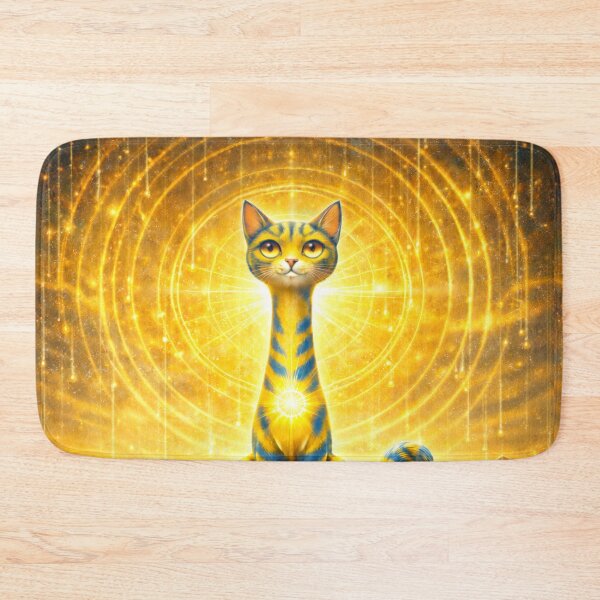 Item preview, Solar Plexus Chakra Long Necked Cat – Mid Century Modern Long Neck Cat Water Element Spiritual Art designed and sold by chihuahuashower.