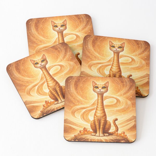 Item preview, Sacral Chakra Long Necked Cat – Midcentury Modern Long Neck Cat Spiritual Desert Art designed and sold by chihuahuashower.