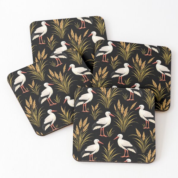 Item preview, White Ibis and Reeds Pattern – Elegant Bird Seamless Nature Design designed and sold by chihuahuashower.