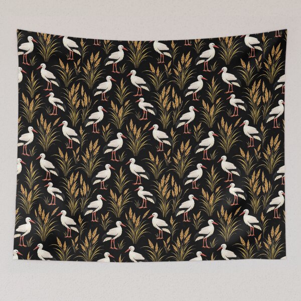 Item preview, White Ibis and Reeds Pattern – Elegant Bird Seamless Nature Design designed and sold by chihuahuashower.