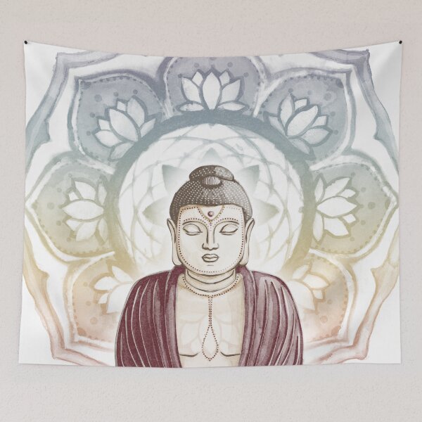 Item preview, Buddha Padma Watercolor - Fawn Earth Wine - Rainbow Sunset Halo designed and sold by Irene Estelle.