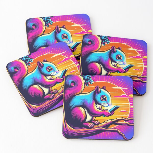 Item preview, Neon Squirrel – Digital Sunset Vibes designed and sold by Dogandesighn.