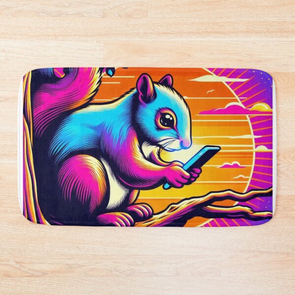 Item preview, Neon Squirrel – Digital Sunset Vibes designed and sold by Dogandesighn.