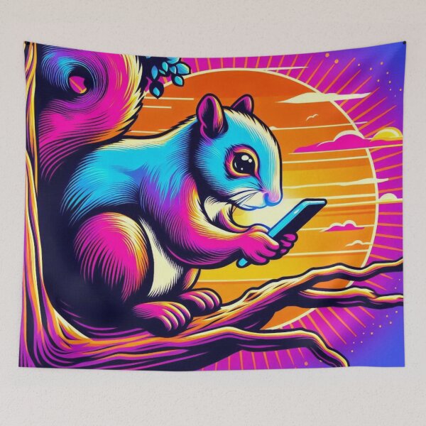 Item preview, Neon Squirrel – Digital Sunset Vibes designed and sold by Dogandesighn.