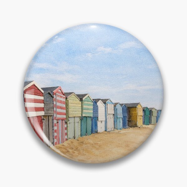 Item preview, Watercolor Beach Huts – Colorful British Seaside Coastal Landscape Painting designed and sold by chihuahuashower.