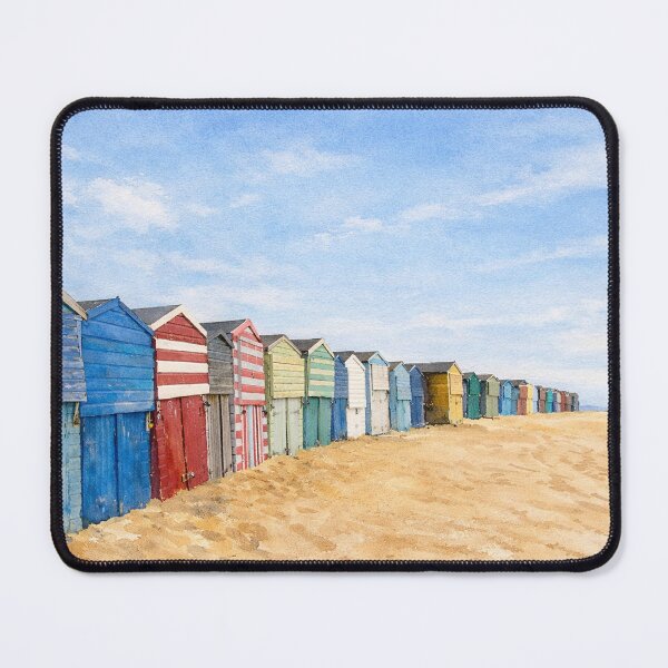 Item preview, Watercolor Beach Huts – Colorful British Seaside Coastal Landscape Painting designed and sold by chihuahuashower.