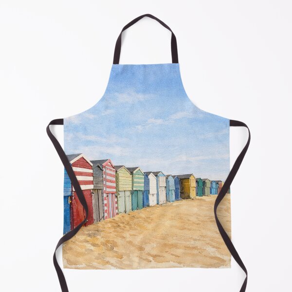 Item preview, Watercolor Beach Huts – Colorful British Seaside Coastal Landscape Painting designed and sold by chihuahuashower.