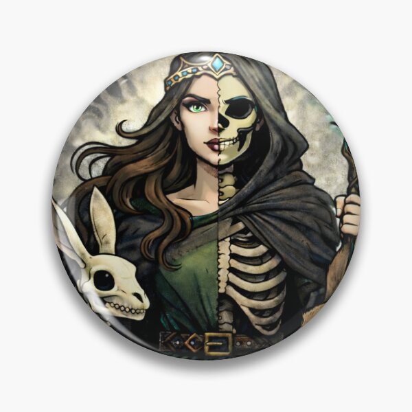 Item preview, Hel Norse Goddess of Death with Hares – Viking Mythology Hel with Seer Staff Illustration designed and sold by chihuahuashower.