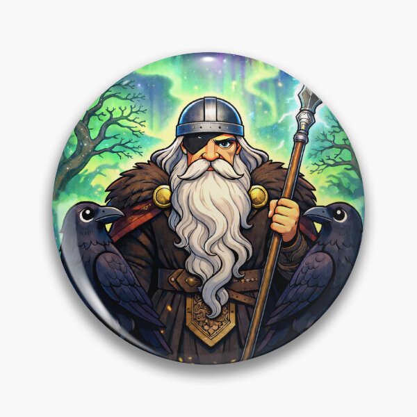 Item preview, Odin with Ravens Huginn and Muninn – Norse Allfather Viking Mythology Illustration designed and sold by chihuahuashower.