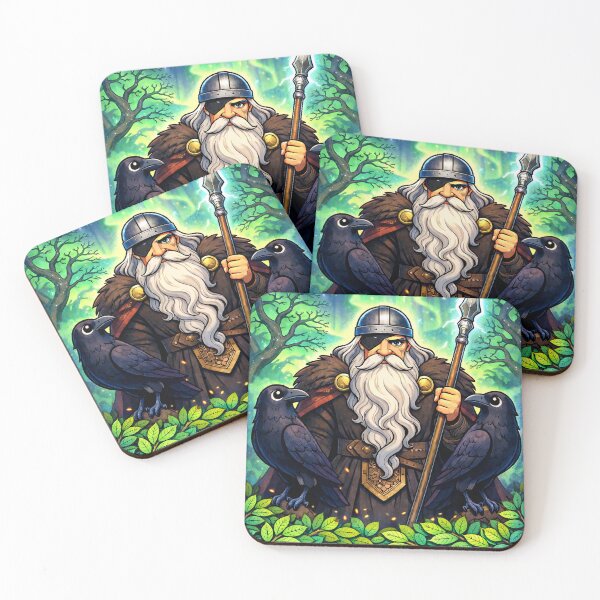Item preview, Odin with Ravens Huginn and Muninn – Norse Allfather Viking Mythology Illustration designed and sold by chihuahuashower.