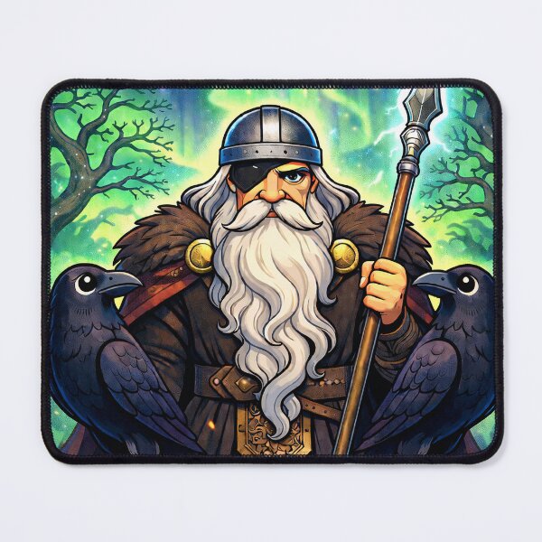 Item preview, Odin with Ravens Huginn and Muninn – Norse Allfather Viking Mythology Illustration designed and sold by chihuahuashower.