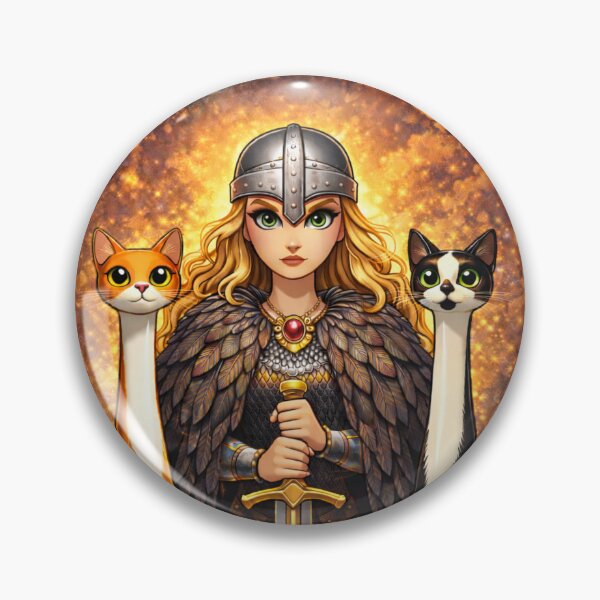 Item preview, Freyja Goddess with Long Neck Cats – Norse Mythology Freyja and Sacred Cats Illustration designed and sold by chihuahuashower.