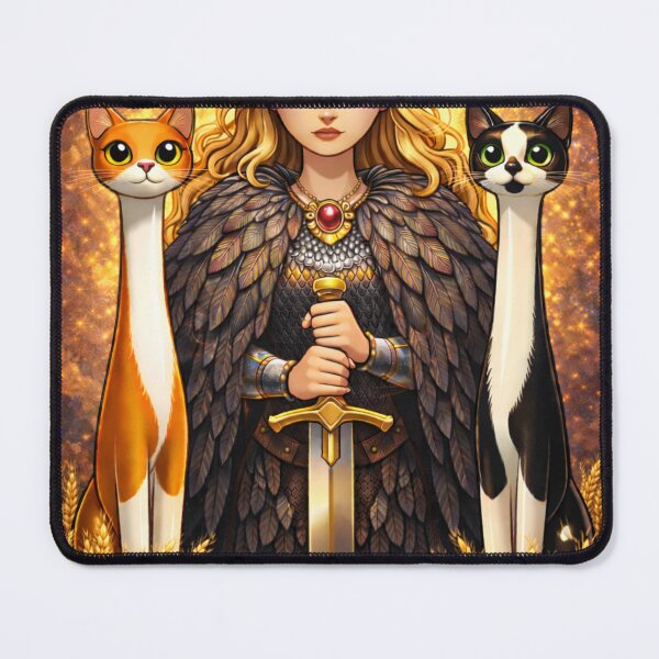 Item preview, Freyja Goddess with Long Neck Cats – Norse Mythology Freyja and Sacred Cats Illustration designed and sold by chihuahuashower.