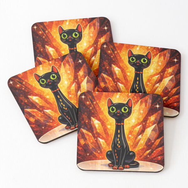 Item preview, Mid Century Modern Black Cat – Retro Atomic Starburst Long Neck Cat Illustration designed and sold by chihuahuashower.