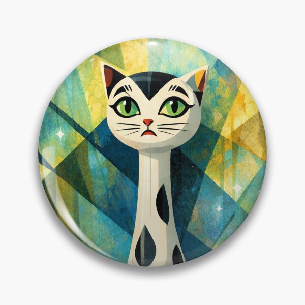 Item preview, Mid Century Modern Long Neck Cat – Retro Atomic Age Geometric Cat Illustration designed and sold by chihuahuashower.